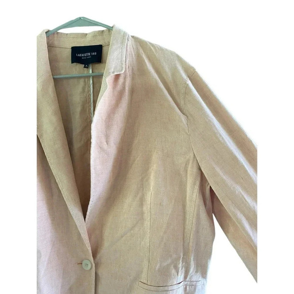 Lafayette 148 New York Women Pink Long Sleeve One Button Blazer Size 16 - Picture 5 of 6